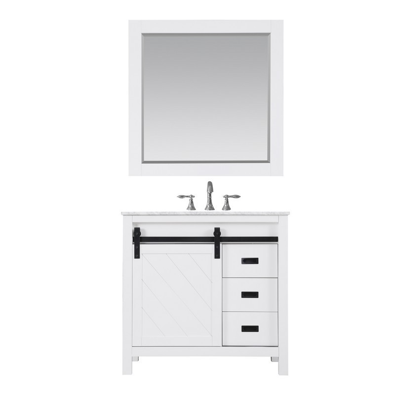 ALTAIR 536036-CA KINSLEY 36 INCH SINGLE SINK BATHROOM VANITY SET WITH CARRARA WHITE MARBLE COUNTERTOP AND MIRROR