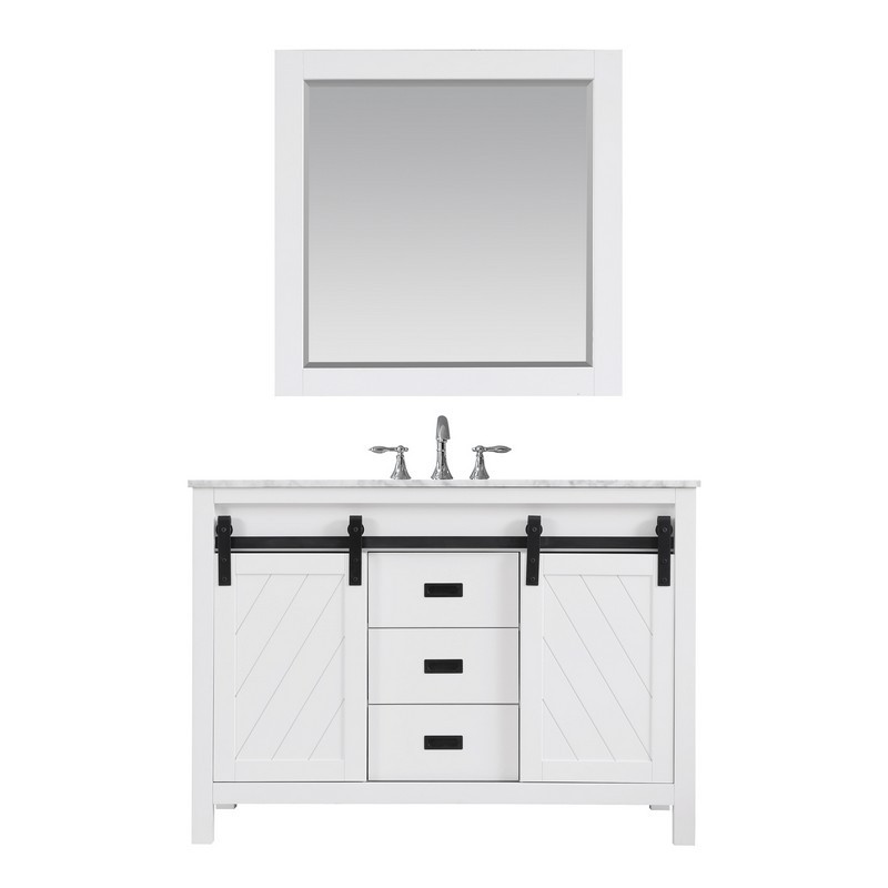 ALTAIR 536048-CA KINSLEY 48 INCH SINGLE SINK BATHROOM VANITY SET WITH CARRARA WHITE MARBLE COUNTERTOP AND MIRROR