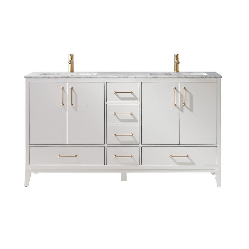ALTAIR 541060-CA-NM SUTTON 60 INCH DOUBLE SINK BATHROOM VANITY WITH CARRARA WHITE MARBLE COUNTERTOP