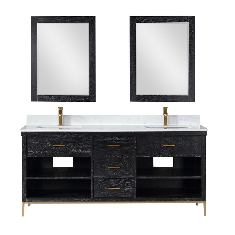 ALTAIR 545072-AW KESIA 72 INCH DOUBLE SINK BATHROOM VANITY WITH CARRARA WHITE COMPOSITE STONE COUNTERTOP