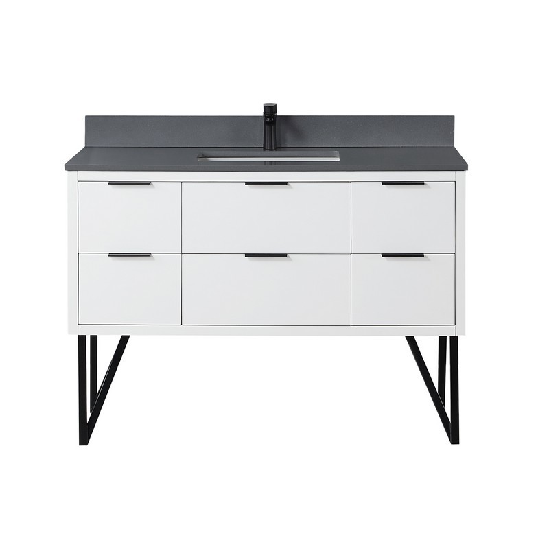 ALTAIR 548048-CG-NM HELIOS 48 INCH SINGLE SINK BATHROOM VANITY WITH CONCRETE GRAY COMPOSITE STONE COUNTERTOP WITHOUT MIRROR