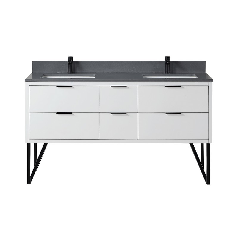 ALTAIR 548060-CG-NM HELIOS 60 INCH DOUBLE SINK BATHROOM VANITY WITH CONCRETE GRAY COMPOSITE STONE COUNTERTOP WITHOUT MIRROR