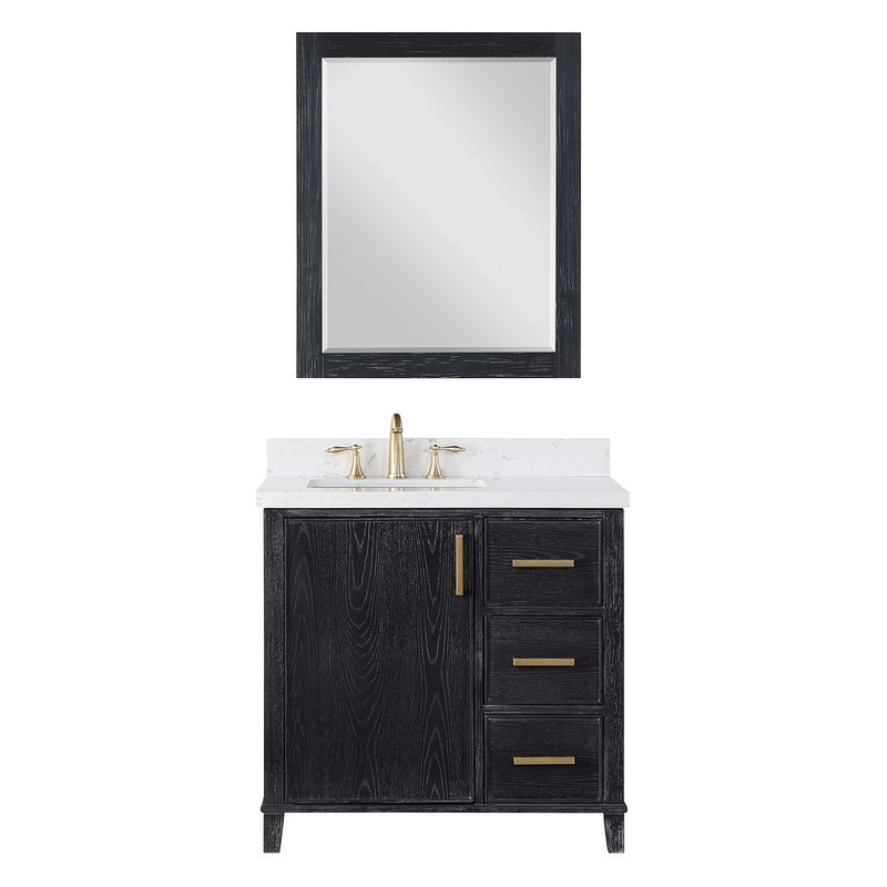 ALTAIR 549036-BO-AW WEISER 36 INCH SINGLE SINK BATHROOM VANITY WITH CARRARA WHITE COMPOSITE STONE COUNTERTOP WITH MIRROR
