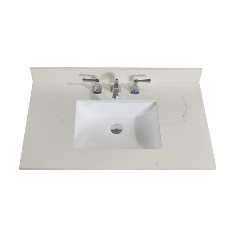ALTAIR 61037-CTP-MW BELLUNO 37 INCH SINGLE BATHROOM VANITY TOP IN MILANO WHITE WITH CERAMIC RECTANGLE UNDERMOUNT SINK