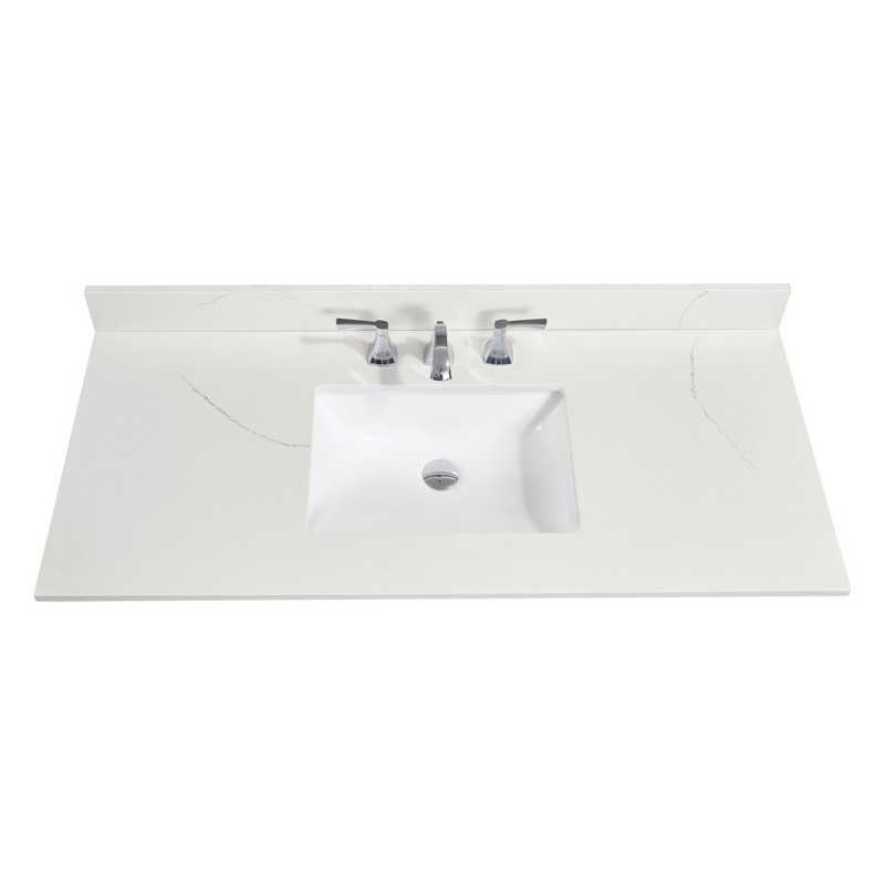 ALTAIR 61049-CTP-MW BELLUNO 49 INCH SINGLE BATHROOM VANITY TOP IN MILANO WHITE WITH CERAMIC RECTANGLE UNDERMOUNT SINK