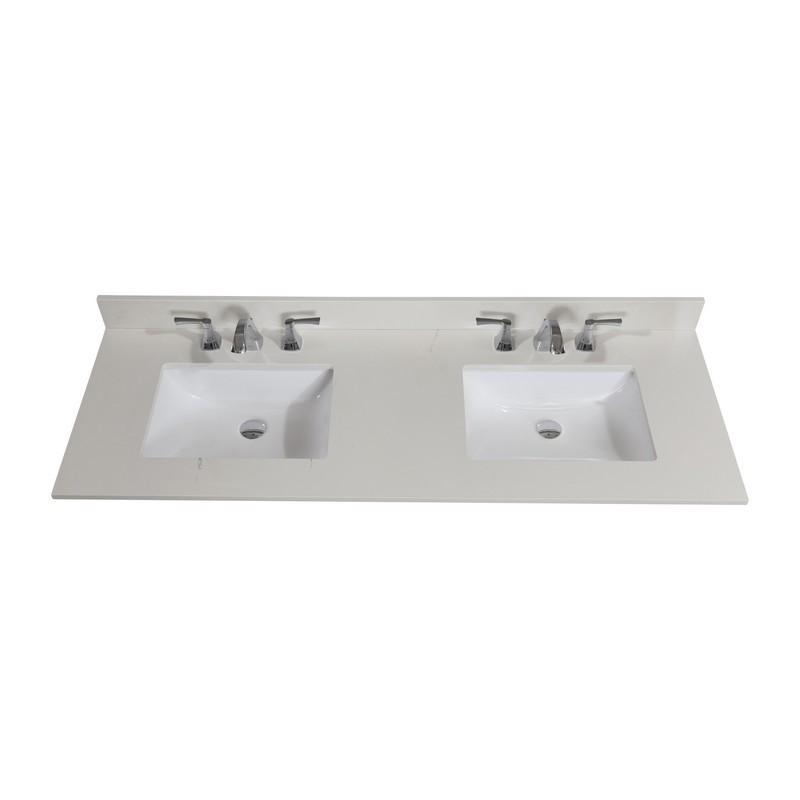 ALTAIR 61061-CTP-MW BELLUNO 61 INCH DOUBLE BATHROOM VANITY TOP IN MILANO WHITE WITH CERAMIC RECTANGLE UNDERMOUNT SINKS