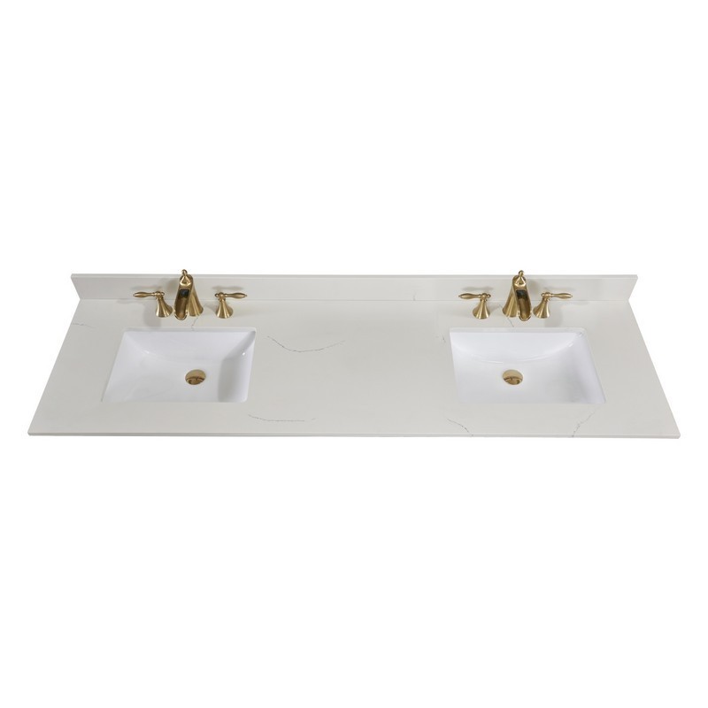 ALTAIR 61073-CTP-MW BELLUNO 73 INCH SINGLE BATHROOM VANITY TOP IN MILANO WHITE WITH CERAMIC RECTANGLE UNDERMOUNT SINK