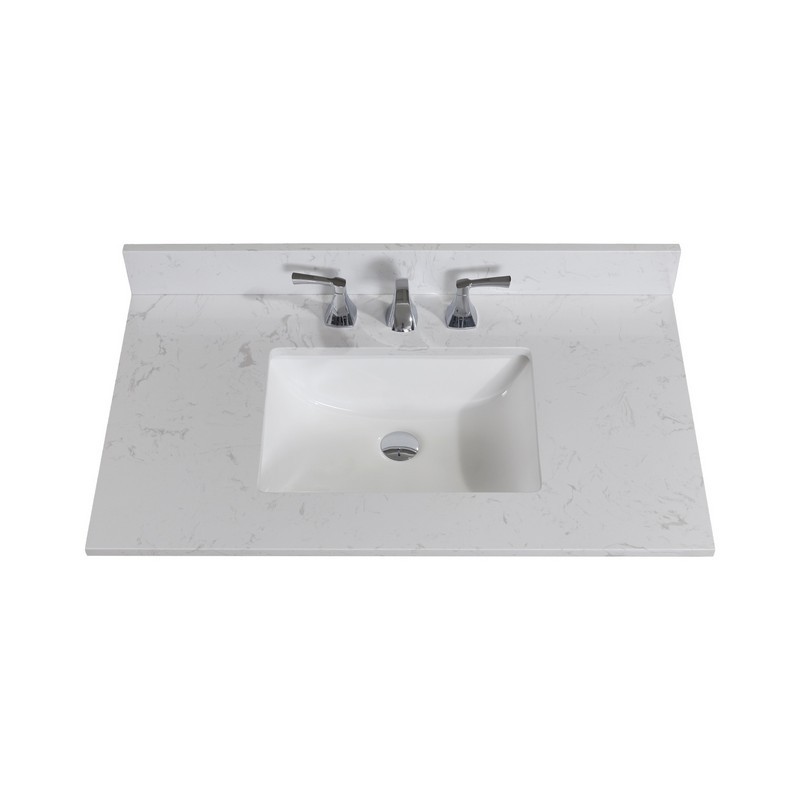ALTAIR 62037-CTP-JW FROSINONE 37 INCH SINGLE BATHROOM VANITY TOP IN JAZZ WHITE WITH CERAMIC RECTANGLE UNDERMOUNT SINK