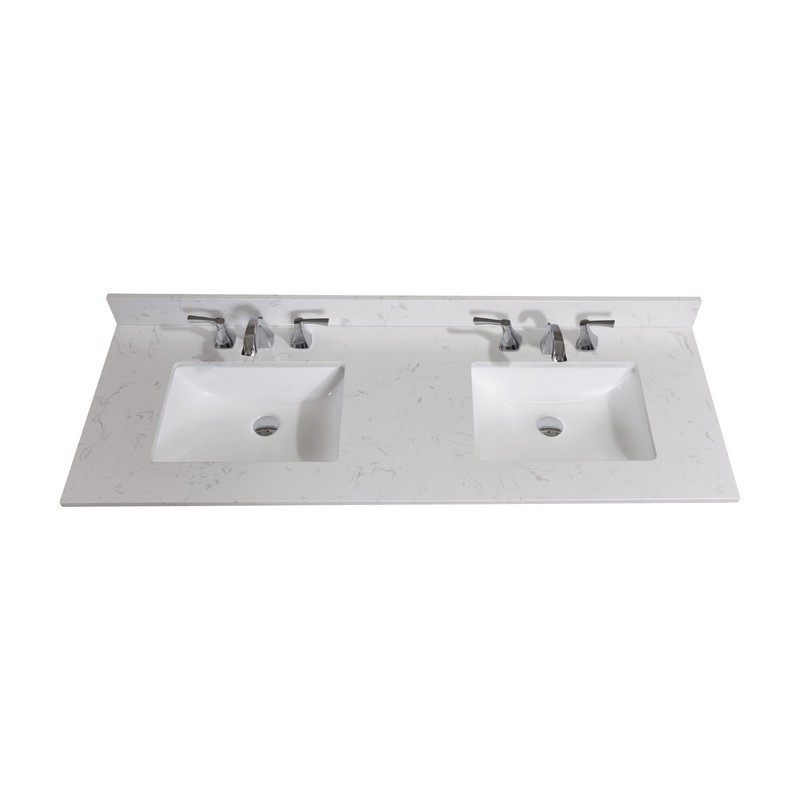 ALTAIR 62061-CTP-JW FROSINONE 61 INCH SINGLE BATHROOM VANITY TOP IN JAZZ WHITE WITH CERAMIC RECTANGLE UNDERMOUNT SINK