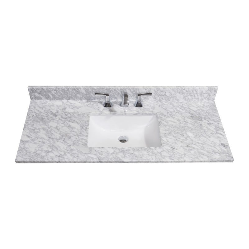 ALTAIR 64049-CTP-CA ORISTANO 49 INCH SINGLE BATHROOM VANITY TOP IN ITALIAN CARRARA WHITE WITH CERAMIC RECTANGLE UNDERMOUNT SINK