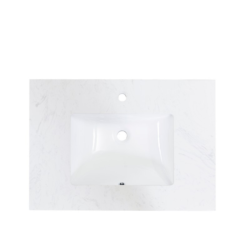 ALTAIR 65031-CTP-AW SALERNO 31 INCH STONE EFFECTS VANITY TOP IN AOSTA WHITE WITH WHITE SINK