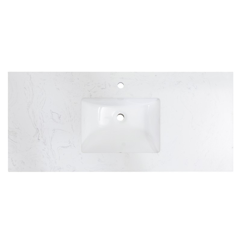 ALTAIR 65049-CTP-AW SALERNO 49 INCH STONE EFFECTS VANITY TOP IN AOSTA WHITE WITH WHITE SINK