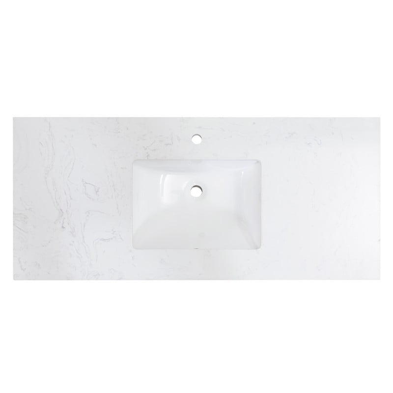 ALTAIR 65049-CTP-AW SALERNO 49 INCH STONE EFFECTS VANITY TOP IN AOSTA WHITE WITH WHITE SINK