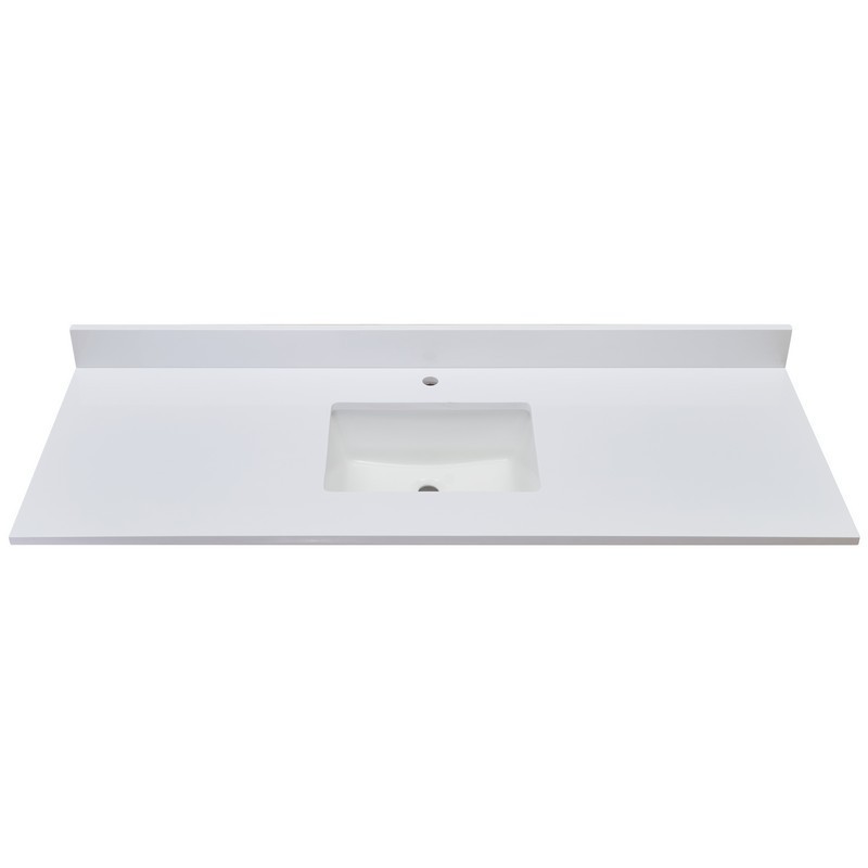 ALTAIR 66061S-CTP-SW VITERBO 61 INCH STONE EFFECTS VANITY TOP IN MILANO WHITE WITH WHITE SINK