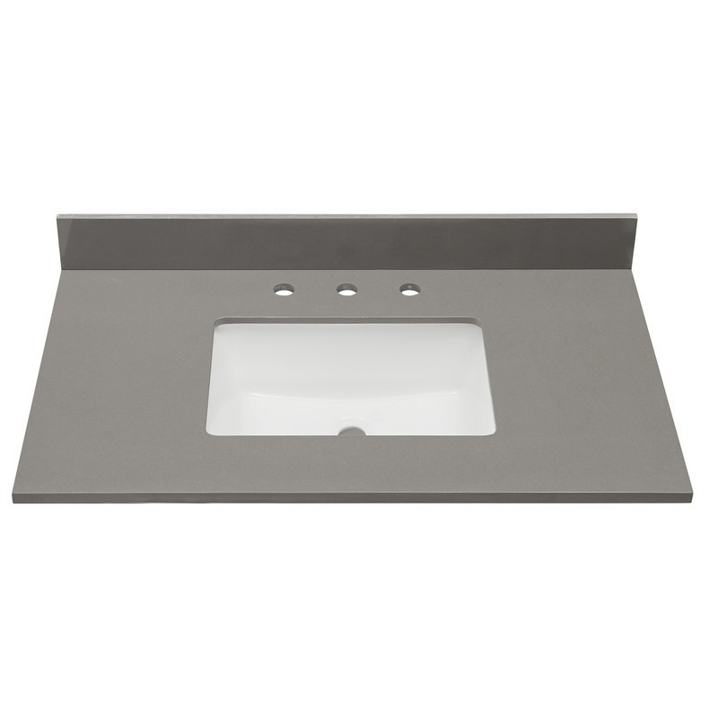 ALTAIR 67037-CTP-CG MADRID 37 INCH STONE EFFECTS VANITY TOP IN CONCRETE GREY WITH WHITE SINK