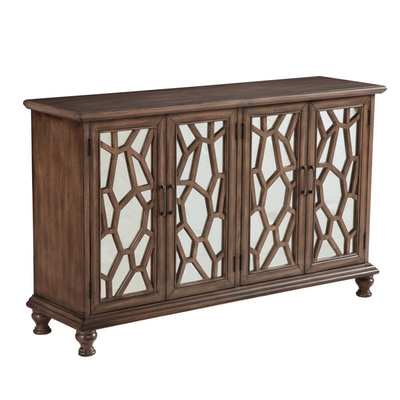 INFURNITURE AC1816-60-BR 60 INCH FOUR DOOR ACCENT CABINET CREDENZA IN BROWN