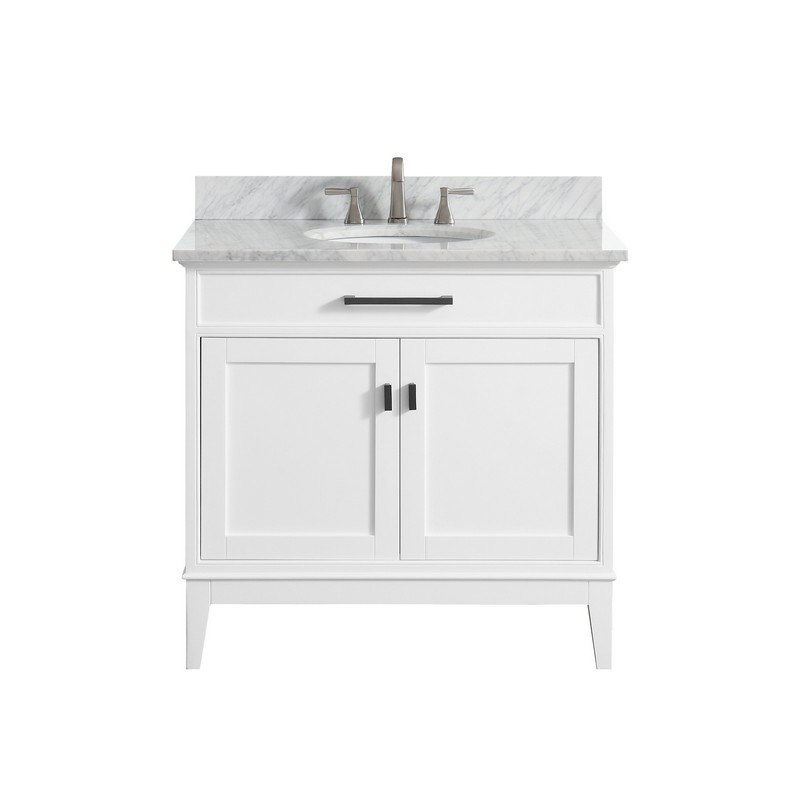 AVANITY MADISON-VS36-WT-C MADISON 37 INCH VANITY IN WHITE WITH CARRERA WHITE MARBLE TOP
