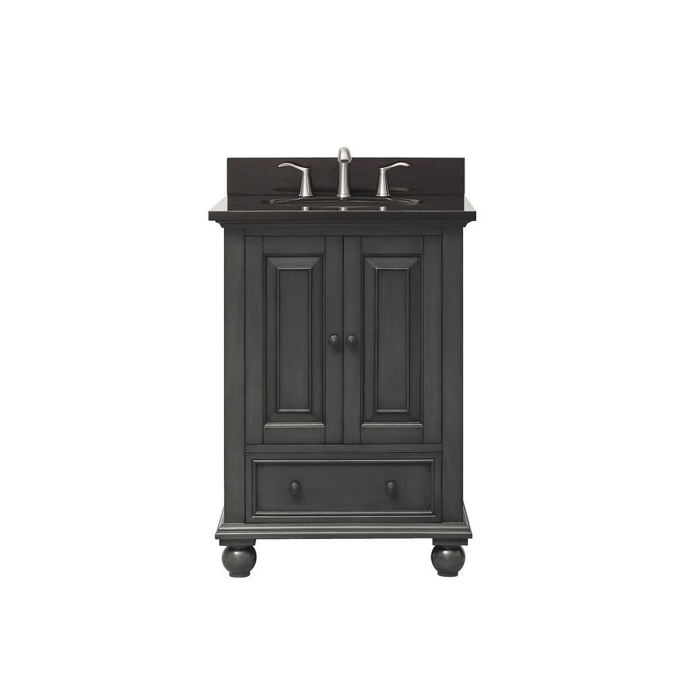 AVANITY THOMPSON-VS24-CL-A THOMPSON 25 INCH VANITY IN CHARCOAL GLAZE WITH IMPALA BLACK GRANITE TOP