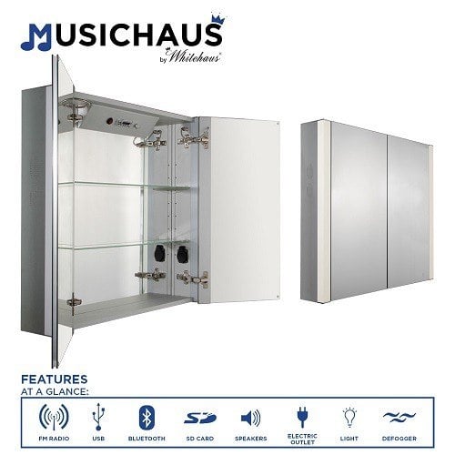 WHITEHAUS WHFEL8069-S 31-1/2 INCH MUSICHAUS DOUBLE DOOR CABINET