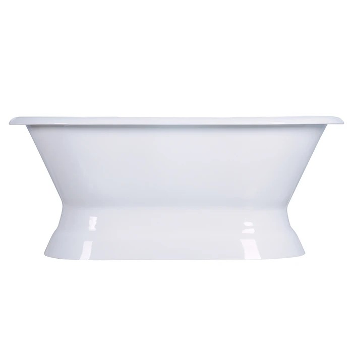 BARCLAY CTDR7H66B-WH CROMWELL 66 1/4 INCH CAST IRON FREESTANDING OVAL SOAKER DOUBLE ROLL TOP BATHTUB WITH 7 INCH RIM HOLES - WHITE