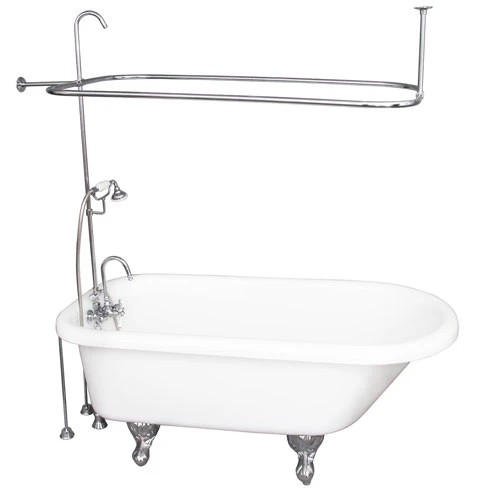 BARCLAY TKADTR60-WCP2 ANTHEA 60 INCH ACRYLIC FREESTANDING CLAWFOOT SOAKER BATHTUB IN WHITE WITH PORCELAIN LEVER TUB FILLER AND HAND SHOWER IN CHROME