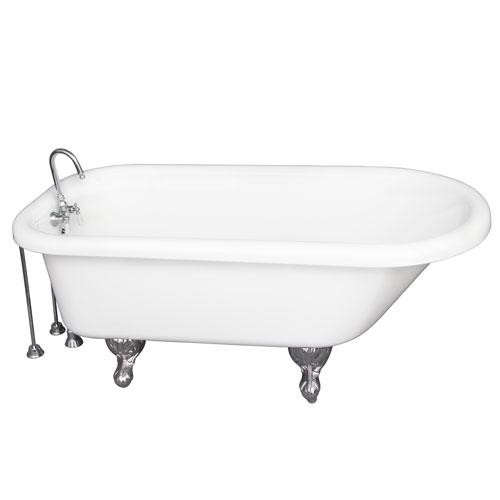 BARCLAY TKADTR60-WCP9 ANTHEA 60 INCH ACRYLIC FREESTANDING CLAWFOOT SOAKER BATHTUB IN WHITE WITH WALL MOUNT PORCELAIN LEVER TUB FILLER IN CHROME