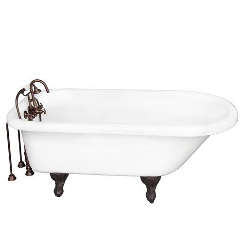 BARCLAY TKADTR60-WORB1 ANTHEA 60 INCH ACRYLIC FREESTANDING CLAWFOOT SOAKER BATHTUB IN WHITE WITH PORCELAIN LEVER TUB FILLER AND HAND SHOWER IN OIL RUBBED BRONZE