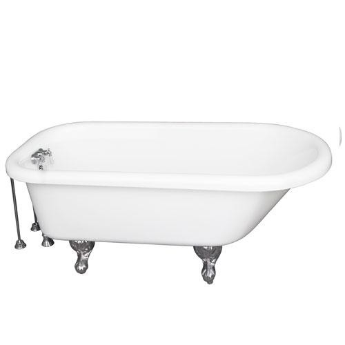 BARCLAY TKADTR67-WCP8 ASIA 67 INCH ACRYLIC FREESTANDING CLAWFOOT SOAKER BATHTUB IN WHITE WITH WALL MOUNT PORCELAIN LEVER TUB FILLER IN CHROME
