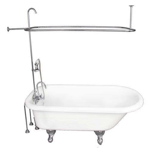 BARCLAY TKATR60-WCP2 ANDOVER 60 INCH ACRYLIC FREESTANDING CLAWFOOT SOAKER BATHTUB IN WHITE WITH PORCELAIN LEVER TUB FILLER AND HAND SHOWER IN CHROME