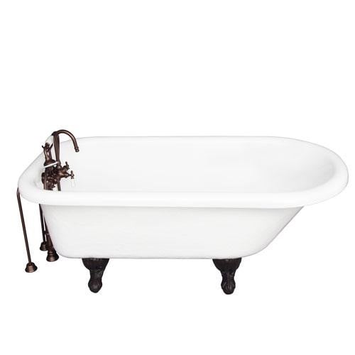 BARCLAY TKATR60-WORB1 ANDOVER 60 INCH ACRYLIC FREESTANDING CLAWFOOT SOAKER BATHTUB IN WHITE WITH PORCELAIN LEVER TUB FILLER AND HAND SHOWER IN OIL RUBBED BRONZE