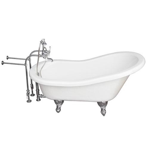 BARCLAY TKATS60-WCP1 ESTELLE 60 INCH ACRYLIC FREESTANDING CLAWFOOT SOAKER BATHTUB IN WHITE WITH PORCELAIN LEVER TUB FILLER AND HAND SHOWER IN POLISHED CHROME