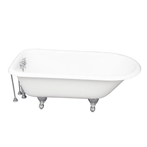 BARCLAY TKCTR60-CP7 BARTLETT 60 3/4 INCH CAST IRON FREESTANDING CLAWFOOT SOAKER BATHTUB IN WHITE WITH METAL CROSS TUB FILLER IN CHROME