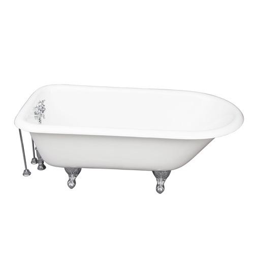 BARCLAY TKCTR67-CP7 BROCTON 68 INCH CAST IRON FREESTANDING CLAWFOOT SOAKER BATHTUB IN WHITE WITH METAL CROSS TUB FILLER IN CHROME