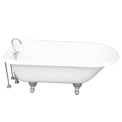 BARCLAY TKCTR67-CP9 BROCTON 68 INCH CAST IRON FREESTANDING CLAWFOOT SOAKER BATHTUB IN WHITE WITH PORCELAIN LEVER TUB FILLER IN CHROME