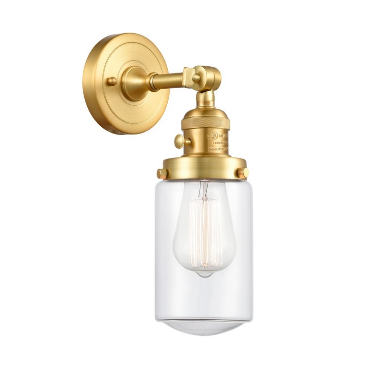 INNOVATIONS LIGHTING 203SW-G312 FRANKLIN RESTORATION DOVER 4 1/2 INCH 1 LIGHT CLEAR GLASS WALL SCONCE - 3 WAY SWITCH INCLUDED