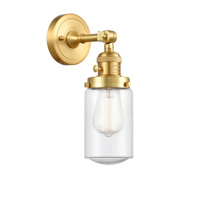 INNOVATIONS LIGHTING 203SW-G314 FRANKLIN RESTORATION DOVER 4 1/2 INCH 1 LIGHT SEEDY GLASS WALL SCONCE - 3 WAY SWITCH INCLUDED