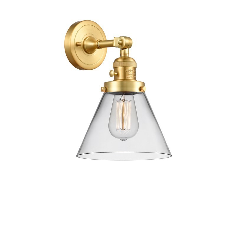 INNOVATIONS LIGHTING 203SW-G42 FRANKLIN RESTORATION LARGE CONE 8 INCH ONE LIGHT UP OR DOWN CLEAR GLASS WALL SCONCE