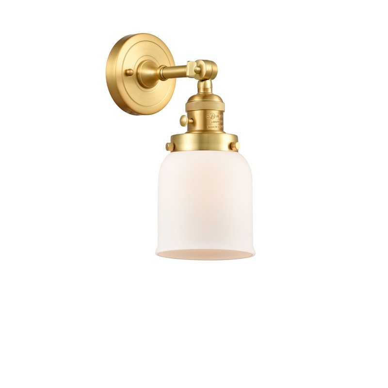 INNOVATIONS LIGHTING 203SW-G51 FRANKLIN RESTORATION SMALL BELL 5 INCH ONE LIGHT UP OR DOWN MATTE WHITE CASED GLASS WALL SCONCE