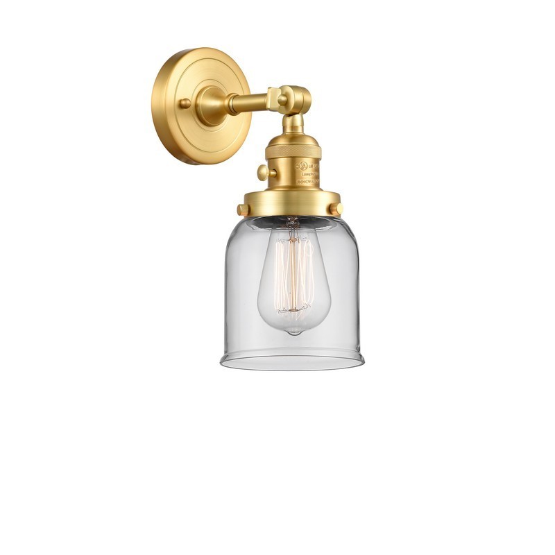 INNOVATIONS LIGHTING 203SW-G52 FRANKLIN RESTORATION SMALL BELL 5 INCH ONE LIGHT UP OR DOWN CLEAR GLASS WALL SCONCE