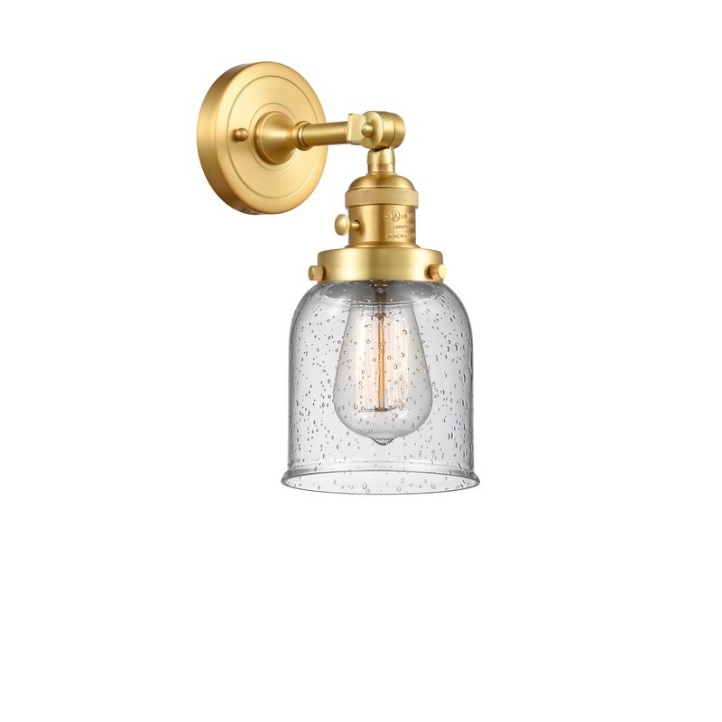 INNOVATIONS LIGHTING 203SW-G54 FRANKLIN RESTORATION SMALL BELL 5 INCH ONE LIGHT UP OR DOWN SEEDY GLASS WALL SCONCE