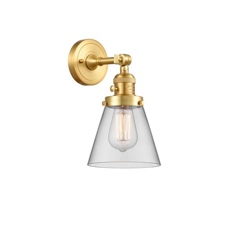 INNOVATIONS LIGHTING 203SW-G62 FRANKLIN RESTORATION SMALL CONE 6 1/4 INCH ONE LIGHT UP OR DOWN CLEAR GLASS WALL SCONCE