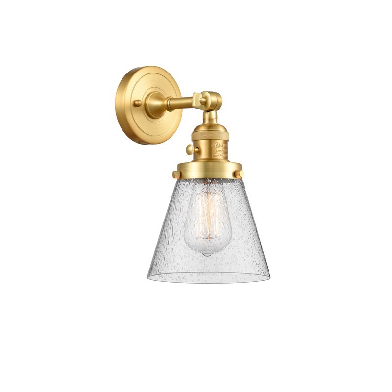 INNOVATIONS LIGHTING 203SW-G64 FRANKLIN RESTORATION SMALL CONE 6 1/4 INCH ONE LIGHT UP OR DOWN SEEDY GLASS WALL SCONCE