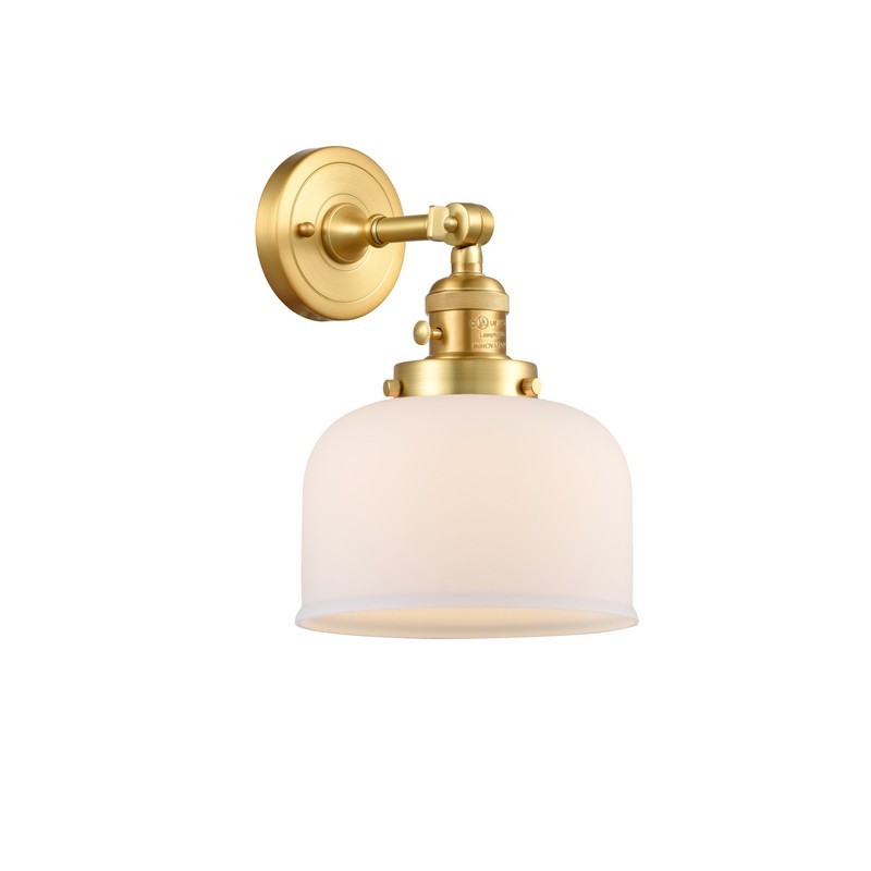 INNOVATIONS LIGHTING 203SW-G71 FRANKLIN RESTORATION LARGE BELL 8 INCH ONE LIGHT UP OR DOWN MATTE WHITE CASED GLASS WALL SCONCE
