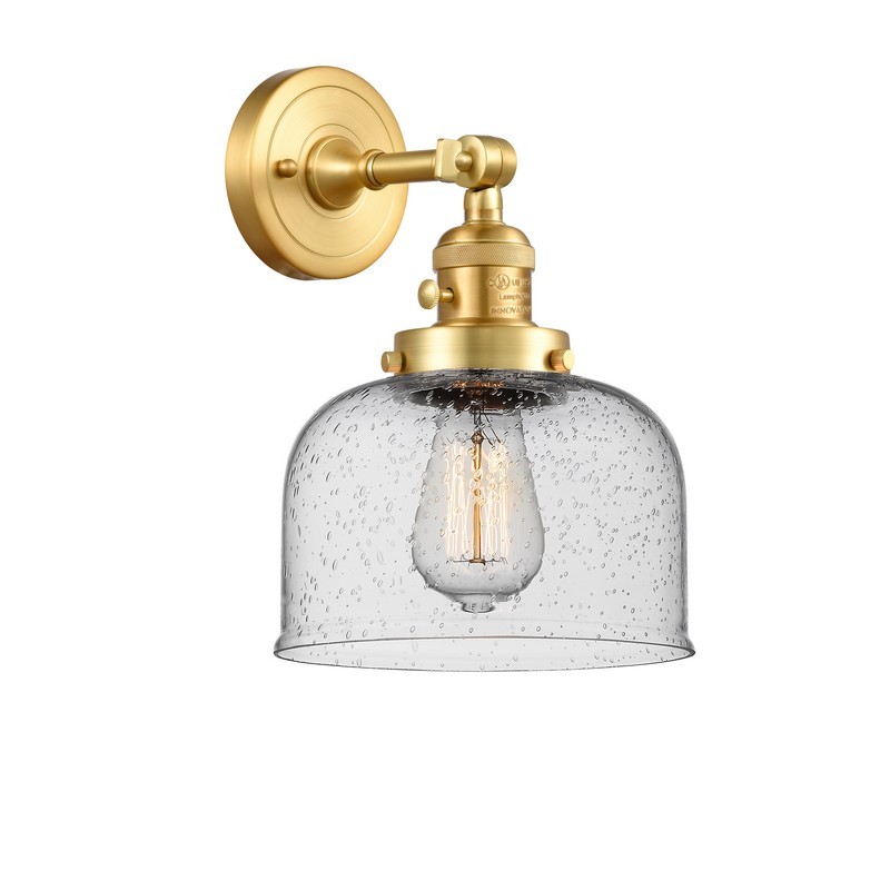 INNOVATIONS LIGHTING 203SW-G74 FRANKLIN RESTORATION LARGE BELL 8 INCH ONE LIGHT UP OR DOWN SEEDY GLASS WALL SCONCE