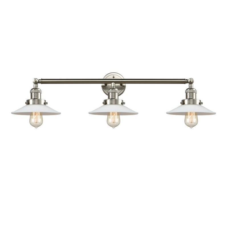 INNOVATIONS LIGHTING 205-G1 FRANKLIN RESTORATION HALOPHANE 3 LIGHT 32 1/2 INCH MATTE WHITE GLASS VANITY LIGHT