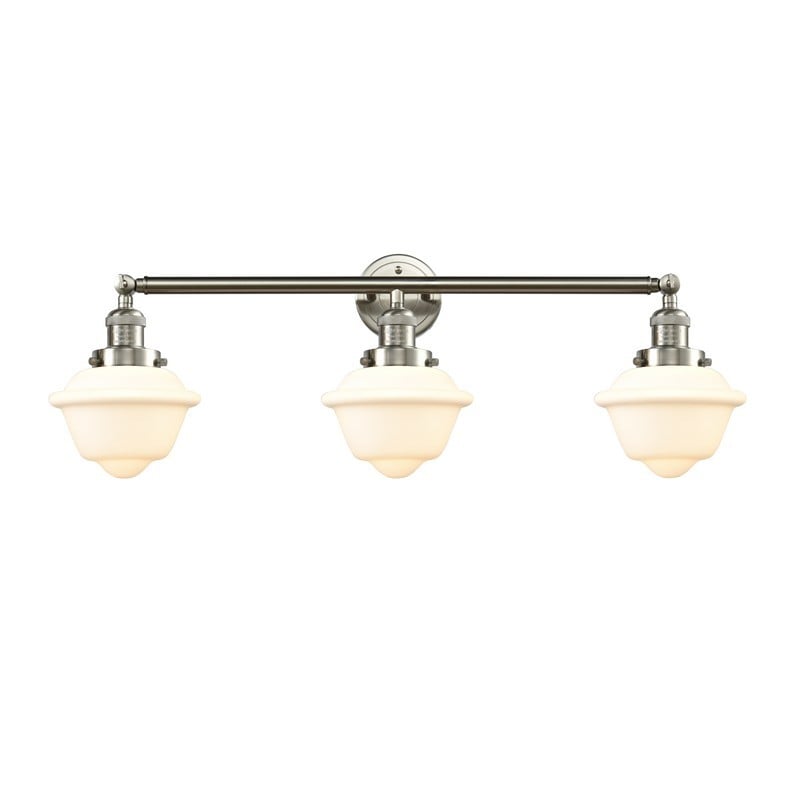 INNOVATIONS LIGHTING 205-G531 FRANKLIN RESTORATION SMALL OXFORD 3 LIGHT 34 INCH MATTE WHITE GLASS VANITY LIGHT