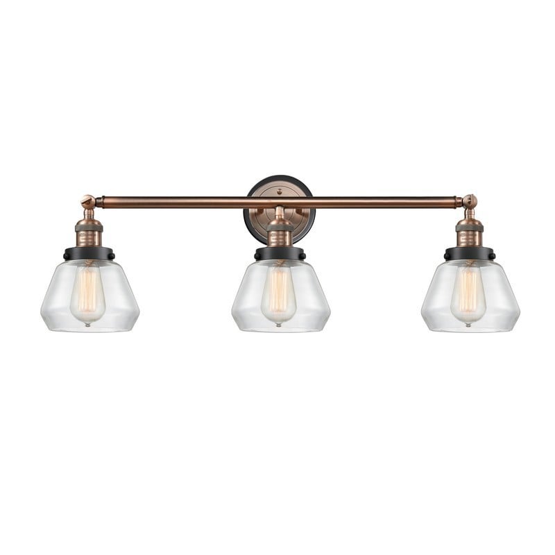 INNOVATIONS LIGHTING 205-BPBK-HRBK-G172 FRANKLIN RESTORATION FULTON 3 LIGHT 30 INCH INCANDESCENT CLEAR GLASS VANITY LIGHT