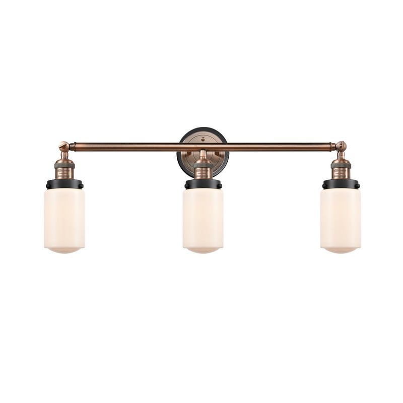 INNOVATIONS LIGHTING 205-BPBK-HRBK-G311 FRANKLIN RESTORATION DOVER 3 LIGHT 31 INCH INCANDESCENT MATTE WHITE GLASS VANITY LIGHT