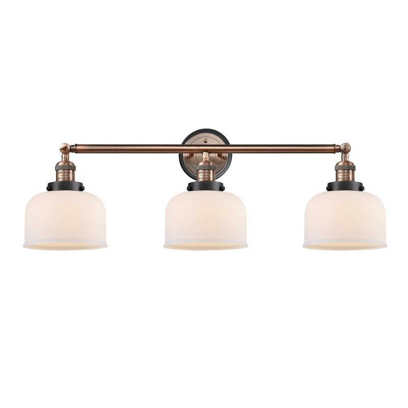 INNOVATIONS LIGHTING 205-BPBK-HRBK-G71 FRANKLIN RESTORATION LARGE BELL 3 LIGHT 32 INCH INCANDESCENT MATTE WHITE GLASS VANITY LIGHT