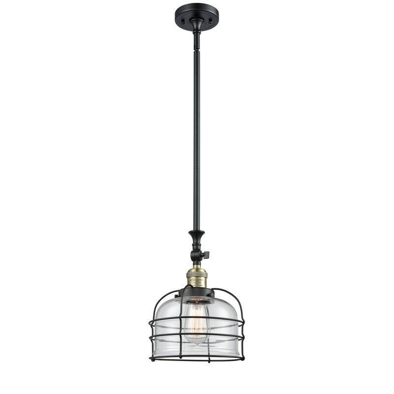 INNOVATIONS LIGHTING 206-BAB-G72-CE FRANKLIN RESTORATION LARGE BELL CAGE 9 INCH ONE LIGHT CLEAR LARGE CASED GLASS MINI PENDANT - BLACK ANTIQUE BRASS
